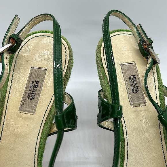 Prada Authenticated Vintage Green Pointed Toes Heels Shoes **Sz 37.5/US Sz 7.5** - Picture 3 of 14